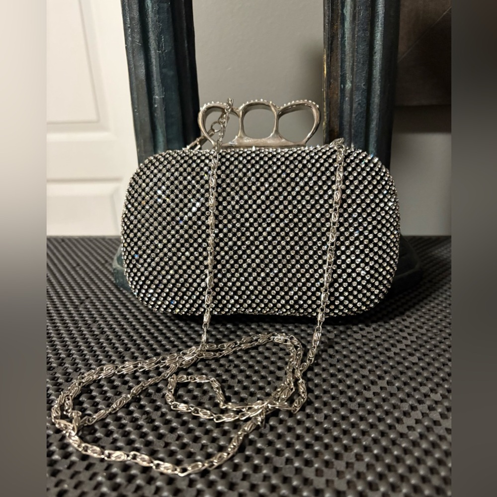 Elegant Silver Clutch Evening Purse